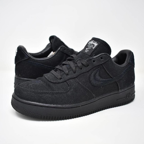 stussy x nike air force 1 triple black